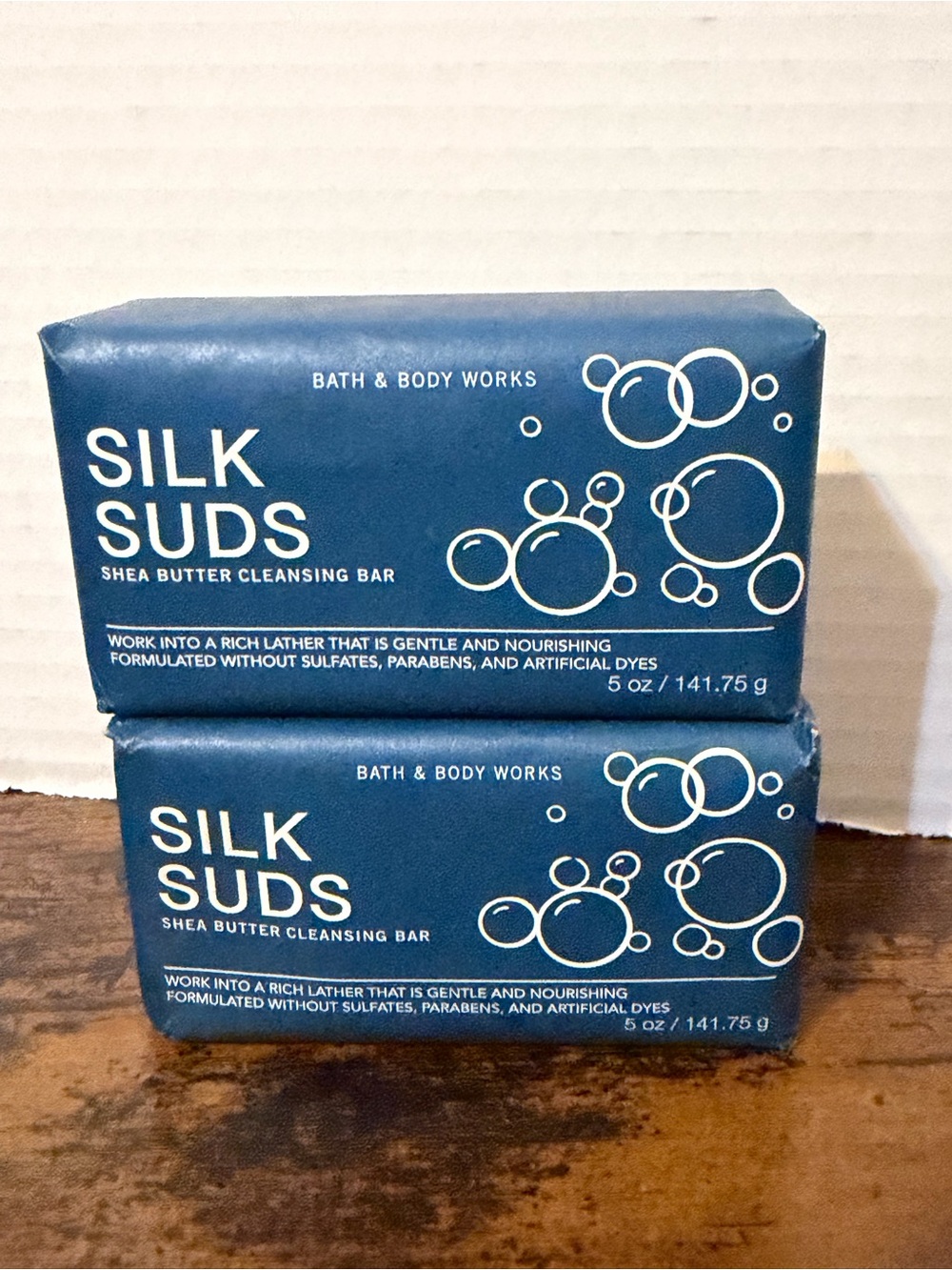 2 Bath & Body Works Silk Suds Shea Butter Cleansing Bars, New, 5 oz each.